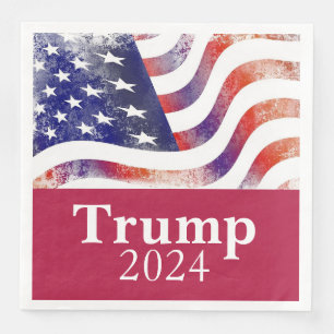 Trump 2024 Faded American Flag Campaign Napkin