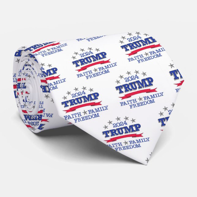 Trump 2024 Faith Family Freedom Cravate (Roulé)
