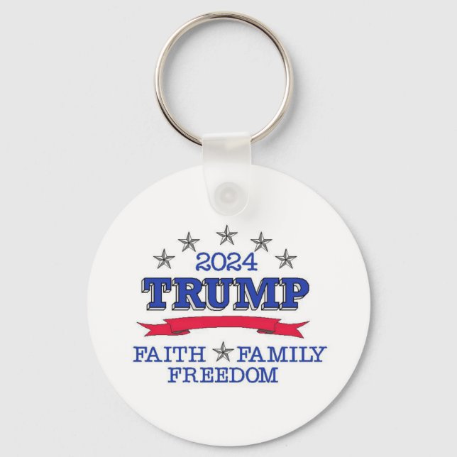 Trump 2024 Faith Family Freedom Keychain (Front)