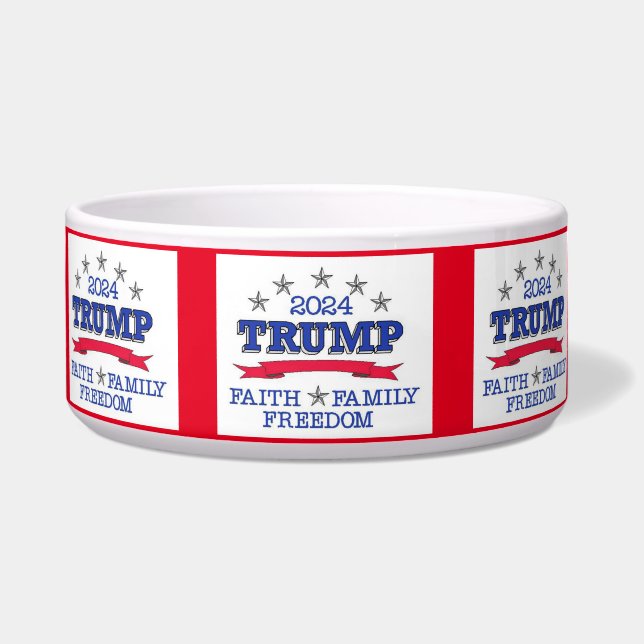 Trump 2024 Faith, Family, Freedom Pet Bowl (Front)