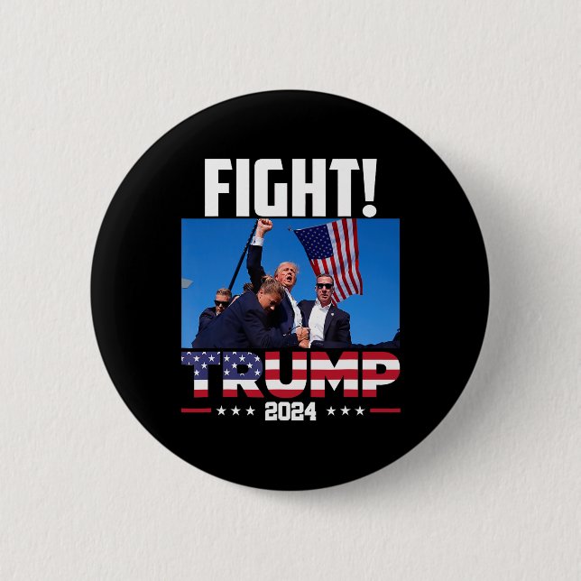 Trump 2024 Fight Fist Rally Trump Rally 2024 Ameri 2 Inch Round Button (Front)