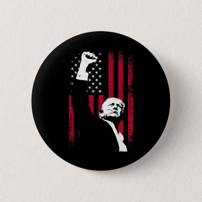 Trump 2024 Fist Fight For America Usa Flag Inaugur 2 Inch Round Button (Front)