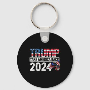 Trump 2024 Flag Take America Back 4th Of July Trum Keychain