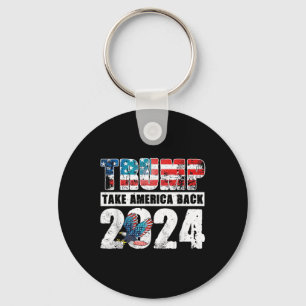 Trump 2024 Flag Take America Back 4th Of July Trum Keychain