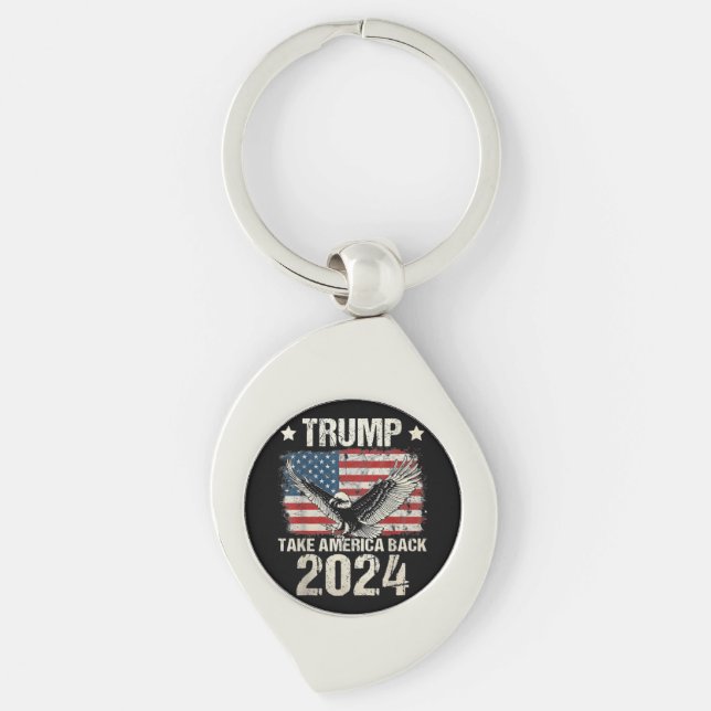 Trump 2024 flag take America back men women Trump  Keychain (Front)