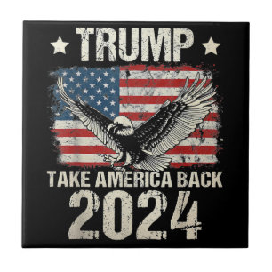 Trump 2024 flag take America back men women Trump Tile
