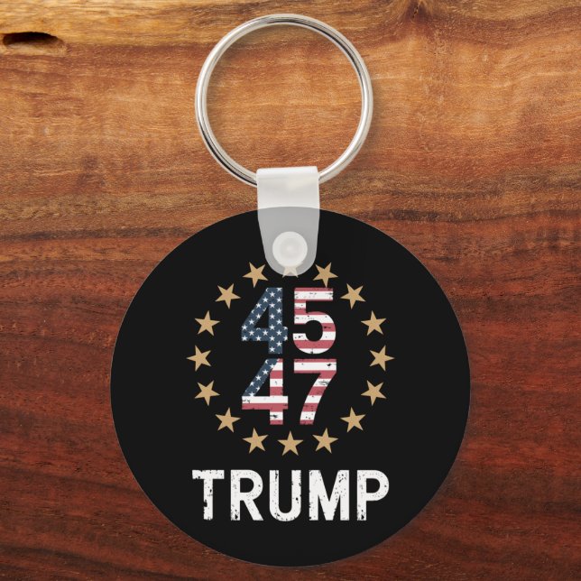 Trump 2024 Flag Take America Back Trump 45 47  Keychain (Front)