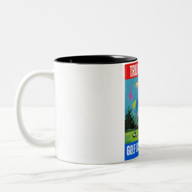 TRUMP 2024 GOLF USED TO BE FUN Two-Tone COFFEE MUG (Left)