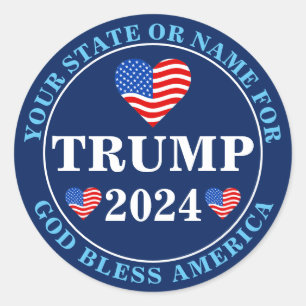 Trump 2024 Hearts Custom Presidential Election Classic Round Sticker