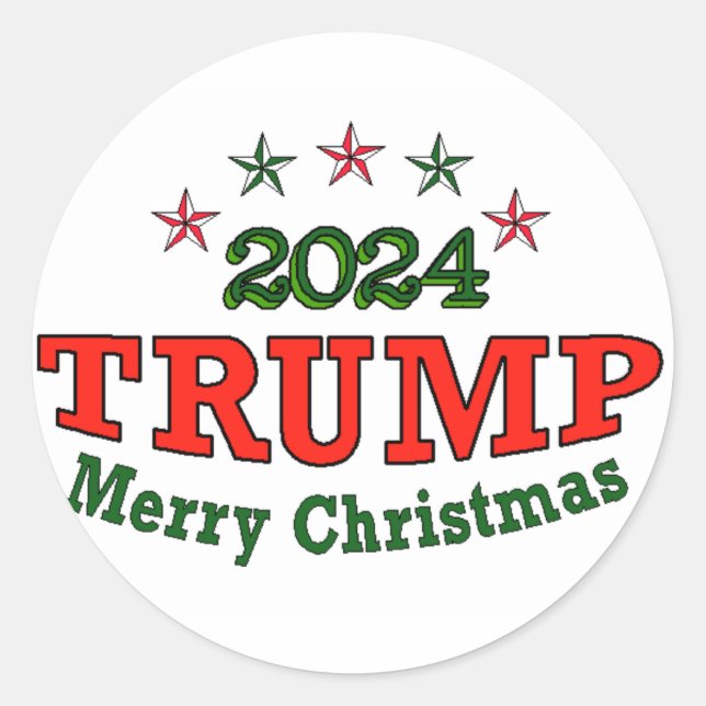 Trump 2024 Joyeux Stickers ronds de Noël (Devant)