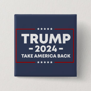 Trump 2024 Keep America Great - blue red Name Tag 2 Inch Square Button