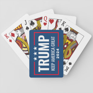 Trump 2024 Keep America Great - blue red Playing Cards