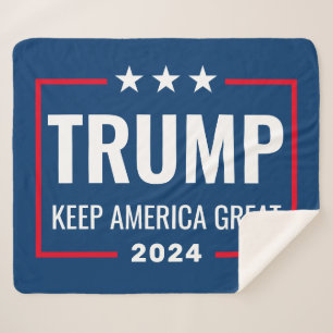 Trump 2024 Keep America Great - blue red Sherpa Blanket