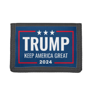 Trump 2024 Keep America Great - blue red Trifold Wallet