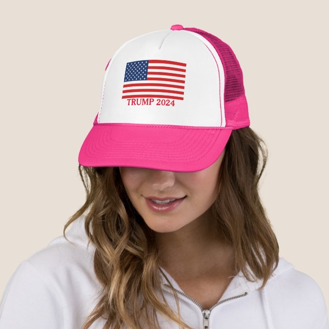 TRUMP 2024 Ladies Pink Trucker Hat (In Situ)