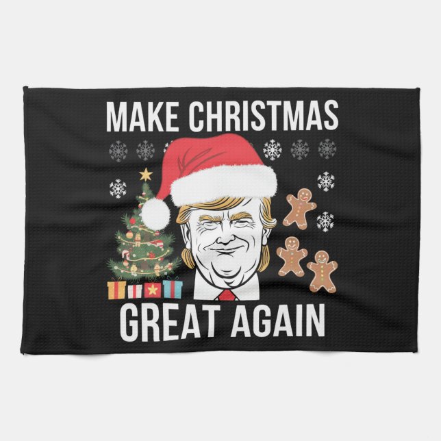 Trump 2024 Make Christmas Great Again Election Kitchen Towel (Horizontal)