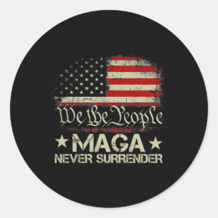 Trump 2024 Mega Never Surrender Us American Flag M Classic Round Sticker