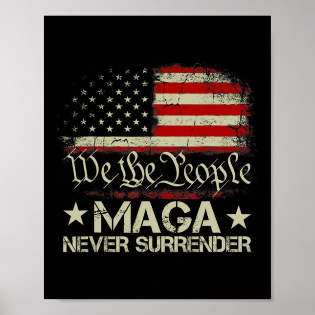 Trump 2024 Mega Never Surrender Us American Flag M Poster (Front)