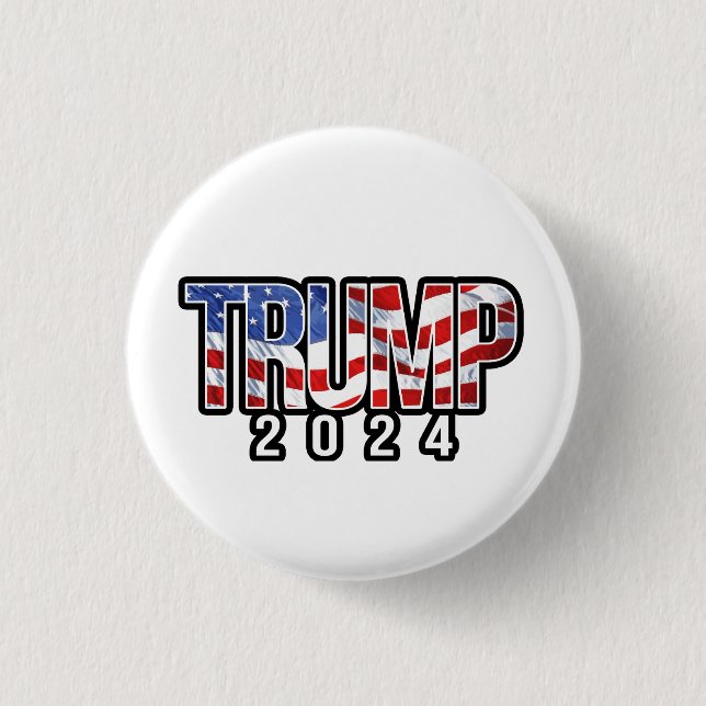 Trump 2024 Patriotic Block Letters 1 Inch Round Button (Front)