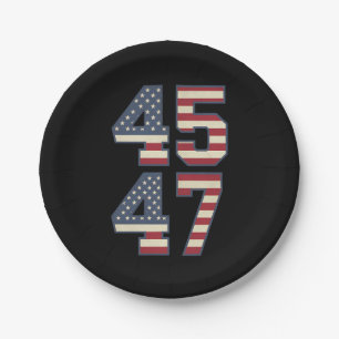 Trump 2024 President 45 47 America USA Vintage Paper Plate