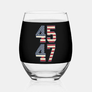 Trump 2024 President 45 47 America USA Vintage Stemless Wine Glass