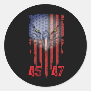 Trump 2024 President 45 And 47 American Flag Trump Classic Round Sticker