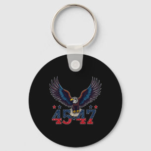 Trump 2024 President 45 And 47 American Flag Trump Keychain