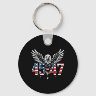 Trump 2024 President 45 And 47 American Flag Trump Keychain