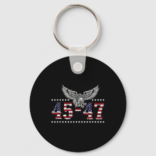 Trump 2024 President 45 And 47 American Flag Trump Keychain