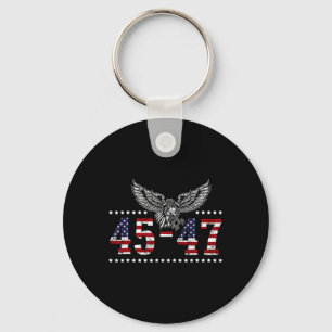 Trump 2024 President 45 And 47 American Flag Trump Keychain
