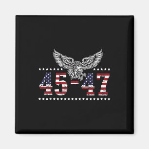 Trump 2024 President 45 And 47 American Flag Trump Magnet
