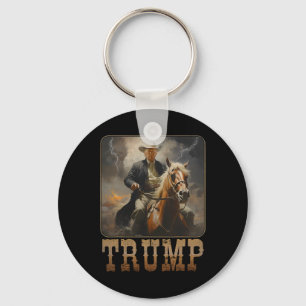 Trump 2024 President Cowboy Riding Horse Western U Keychain