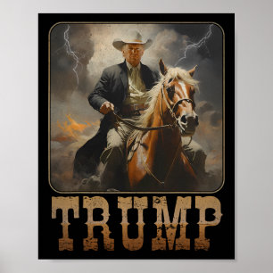 Trump 2024 President Cowboy Riding Horse Western U Poster