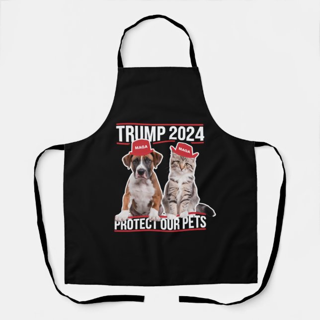 Trump 2024 Protect Our Pets Cat Dogs MAGA Apron (Front)
