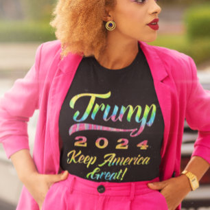 Trump 2024 Rainbow Tie Dye Keep America Great T-Shirt