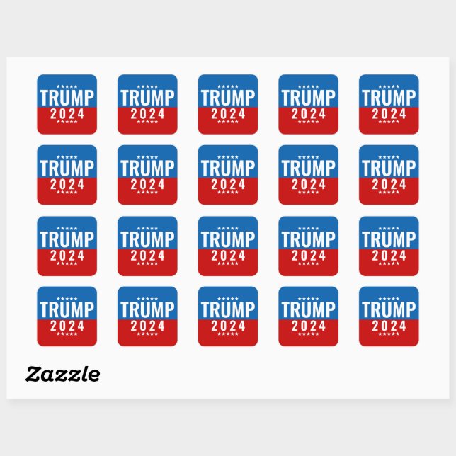 Trump 2024 Red and Blue w/Stars Square Sticker (Sheet)