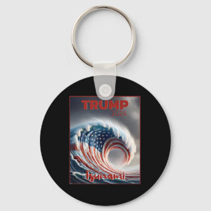 Trump 2024 Red Wave Tsunami Usa Election Voting Re Keychain