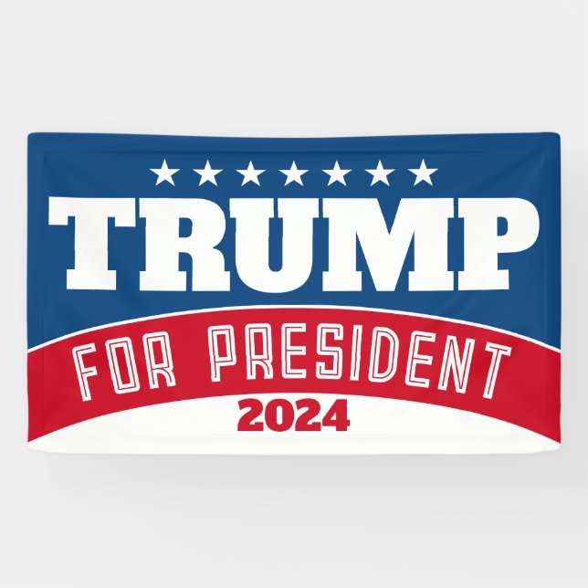 Trump 2024 - red white blue simple modern banner (Horizontal)