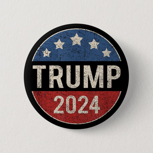 Trump 2024 Retro Campaign Re Elect President Trump 2 Inch Round Button (Front)