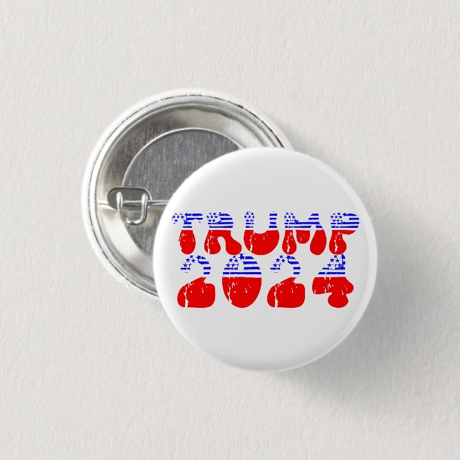 Trump 2024 Retro Groovy Patriotic 1 Inch Round Button (Front & Back)