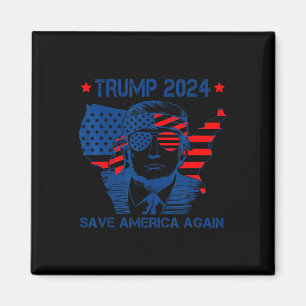 Trump 2024 Save America Again American Flag  Magnet