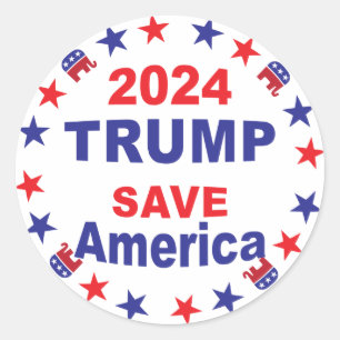 TRUMP 2024 SAVE AMERICA CLASSIC ROUND STICKER