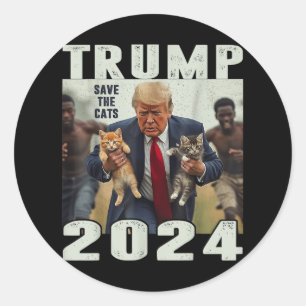 Trump 2024 Save The Cats Saying Debate Classic Round Sticker