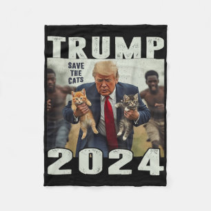 Trump 2024 Save The Cats Saying Debate  Fleece Blanket
