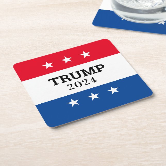 Trump 2024  square paper coaster (Angled)