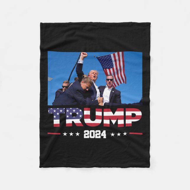 Trump 2024 Survived Shot At Election Rally  Fleece Blanket (Front)