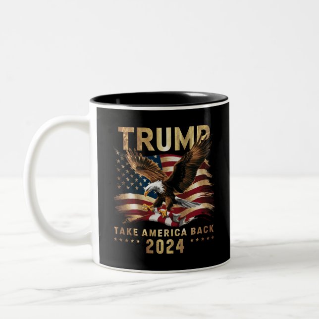 Trump 2024 Take America Back American Flag Trump 2 Two-Tone Coffee Mug (Left)