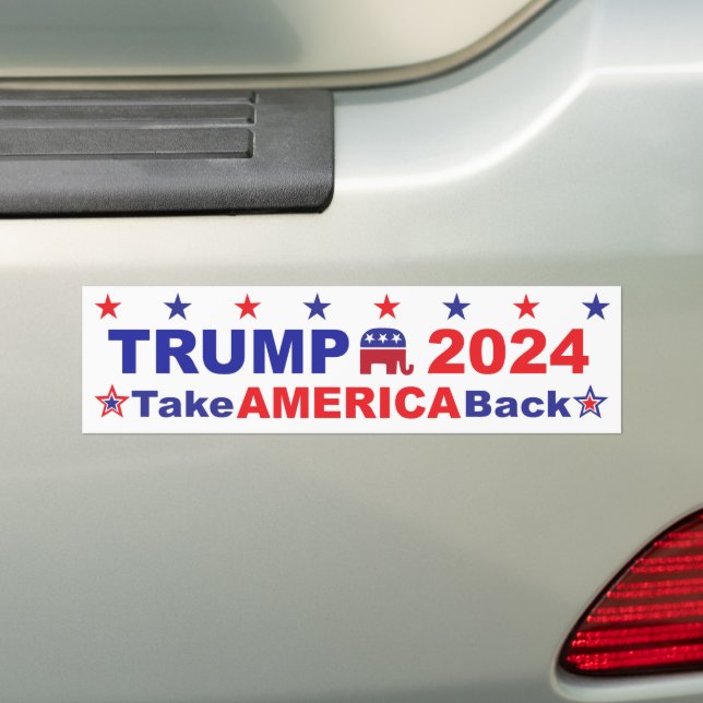 TRUMP 2024 Take America Back Bumper Sticker (On Car)