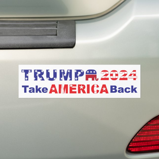 TRUMP 2024 Take AMERICA Back Bumper Sticker (On Car)