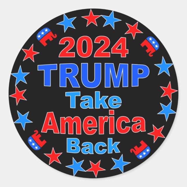 TRUMP 2024 Take America Back Classic Round Sticker (Front)
